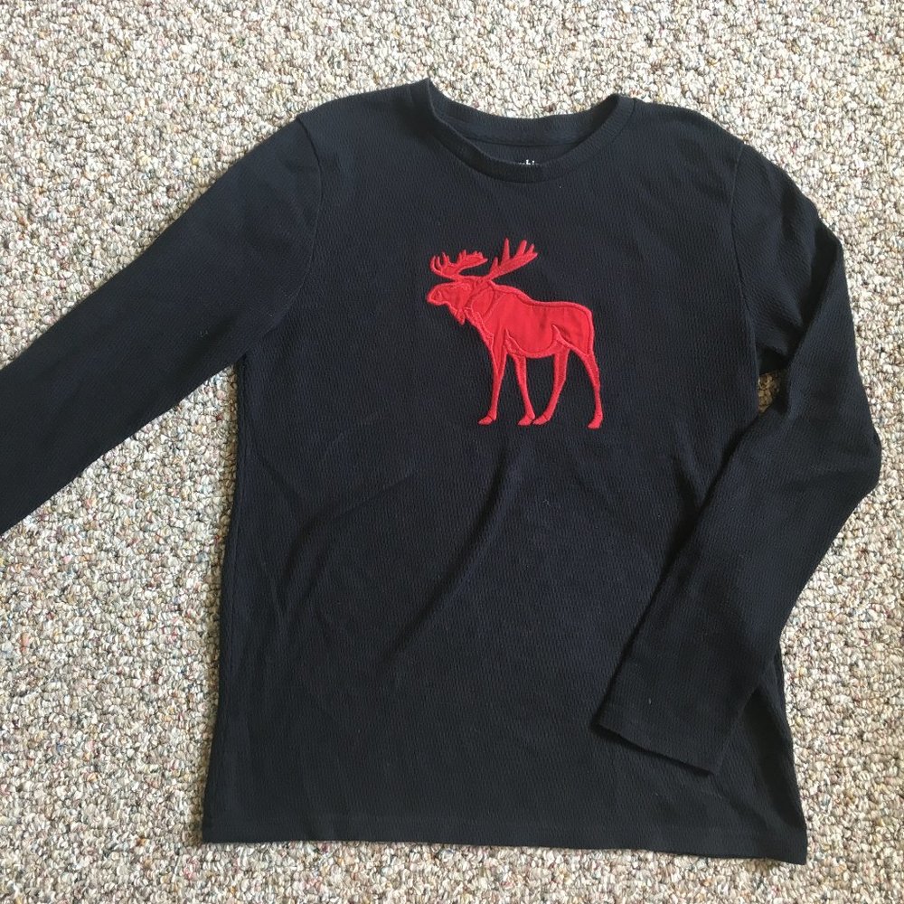Abercrombie, black, long sleeve, waffle tee shirt.